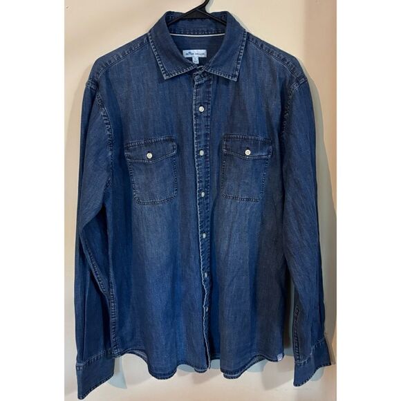 VNT late 80’s Peter Millar denim button-down shirt Size L - Picture 1 of 12